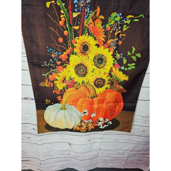 Welcome Fall Sunflowers & Pumpkins House Flag Cloth 40x27" - Picture 2 of 8